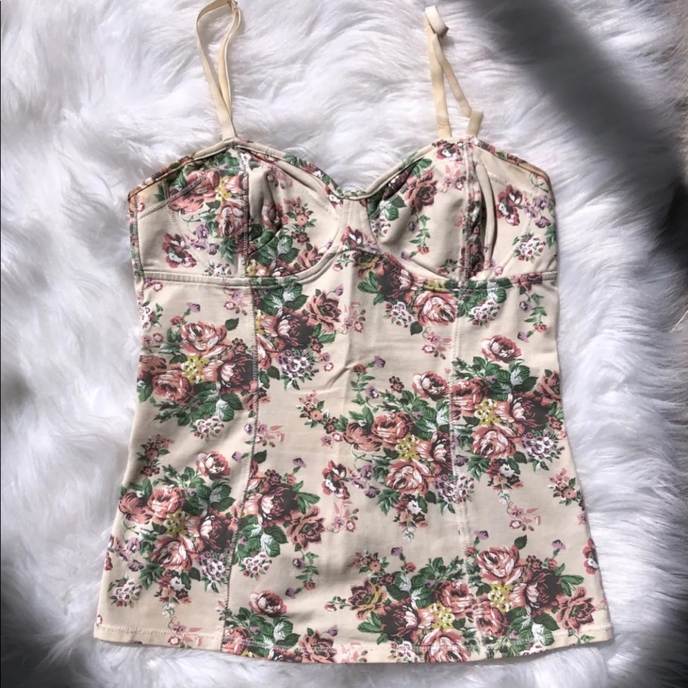 Aritzia Floral White Top